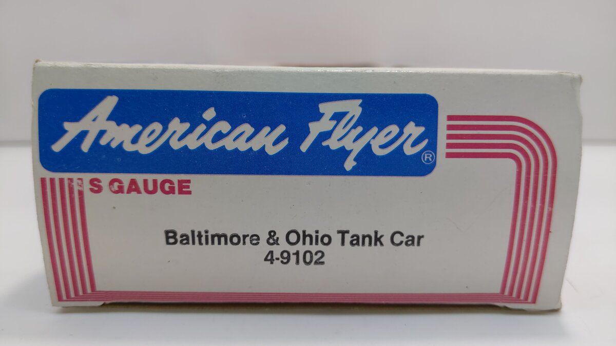 American Flyer 4-9102 S Gauge Baltimore & Ohio Single Dome Tank Car #9102 LN/Box