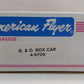 American Flyer 4-9709 S Gauge Baltimore & Ohio Boxcar #9709 LN/Box