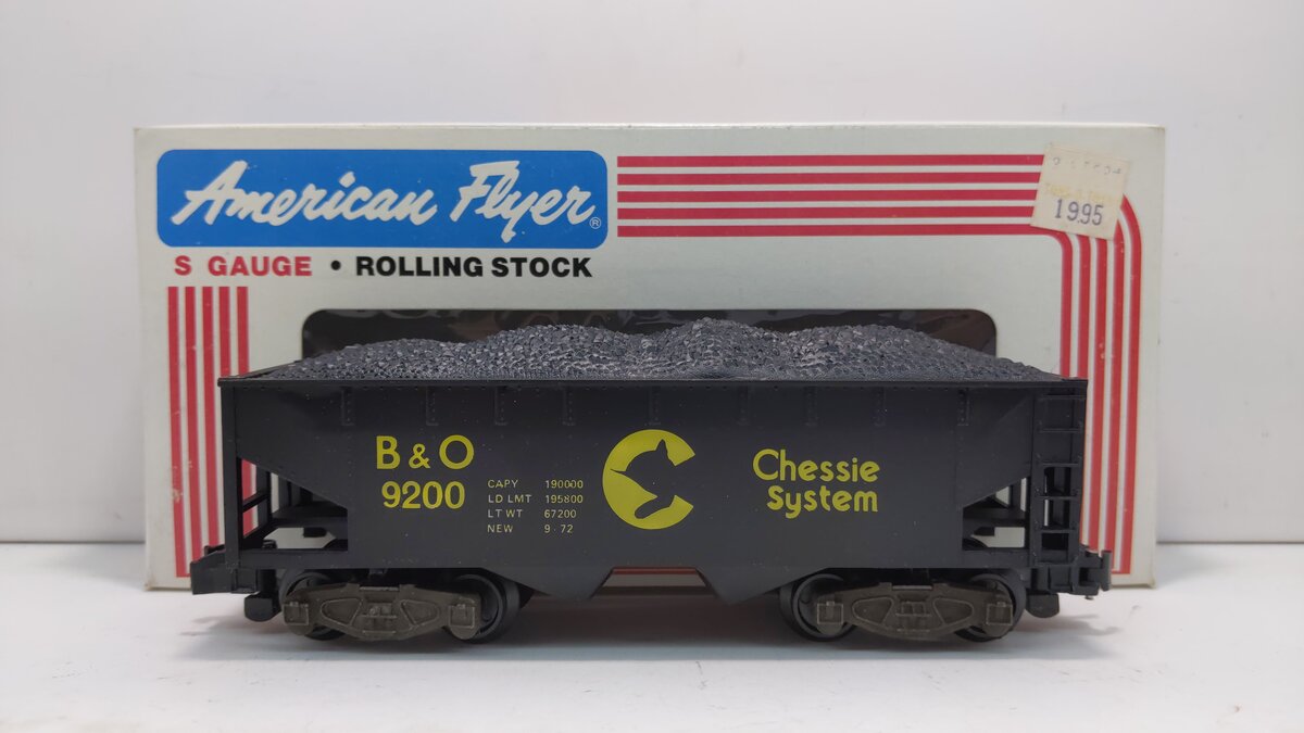 American Flyer 4-9200 S Scale Chessie System/B&O 2-Bay Hopper #9200 w/Coal Load EX/Box
