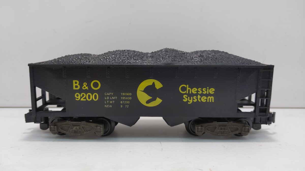 American Flyer 4-9200 S Scale Chessie System/B&O 2-Bay Hopper #9200 w/Coal Load EX/Box
