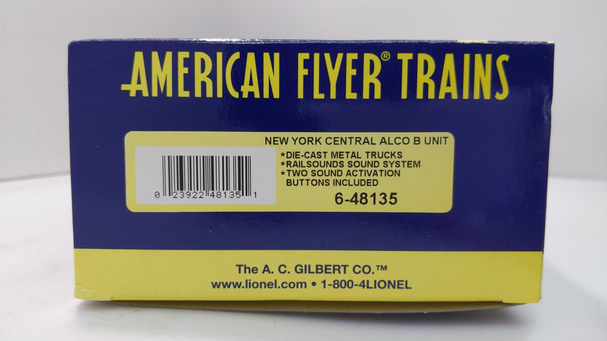 American Flyer 6-48135 S NYC Alco B Unit Diesel Locomotive #4302 w/RailSounds LN/Box