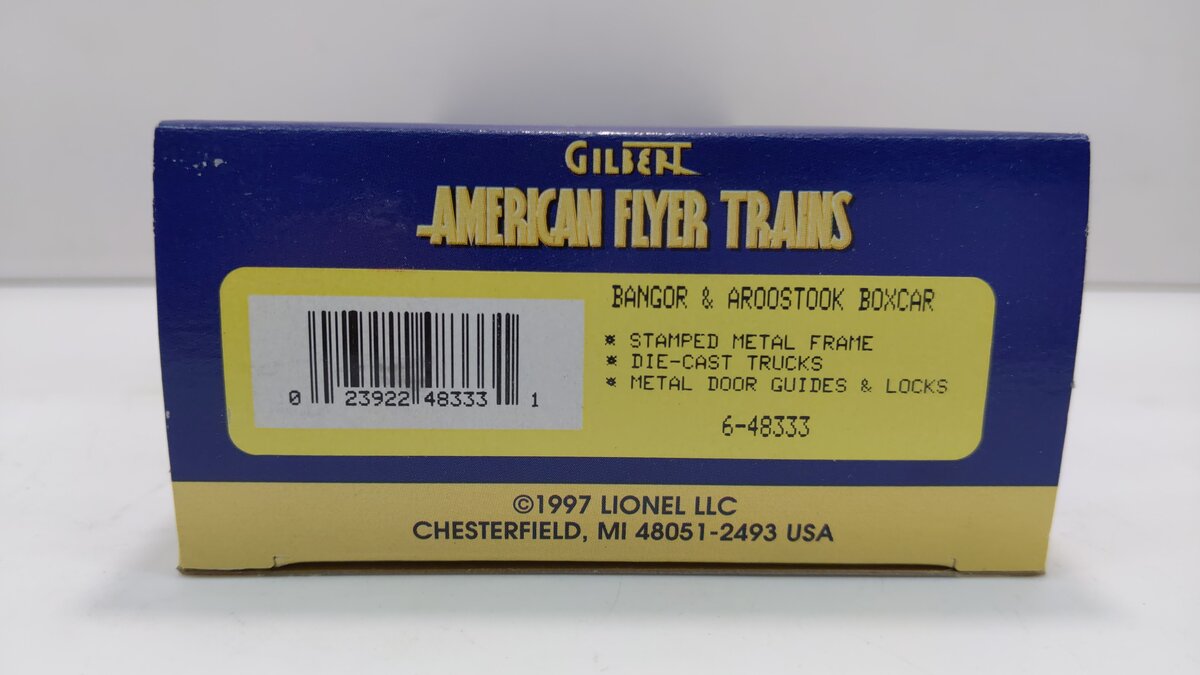American Flyer 6-48333 S Gauge Bangor And Aroostook Boxcar #982 LN/Box