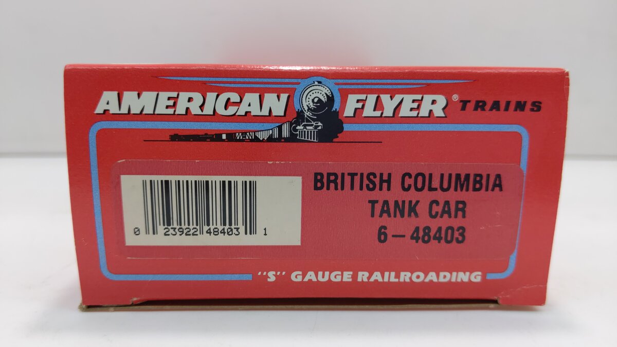 American Flyer 6-48403 S Scale British Columbia Tank Car #8403 LN/Box