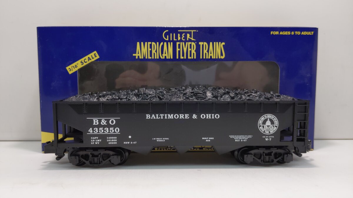 American Flyer 6-48620 S Scale Baltimore & Ohio Covered Hopper With Coal Load LN/Box