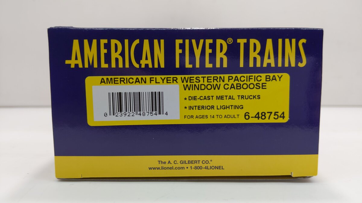 American Flyer 6-48754 S Scale Western Pacific Bay Window Caboose #464 LN/Box