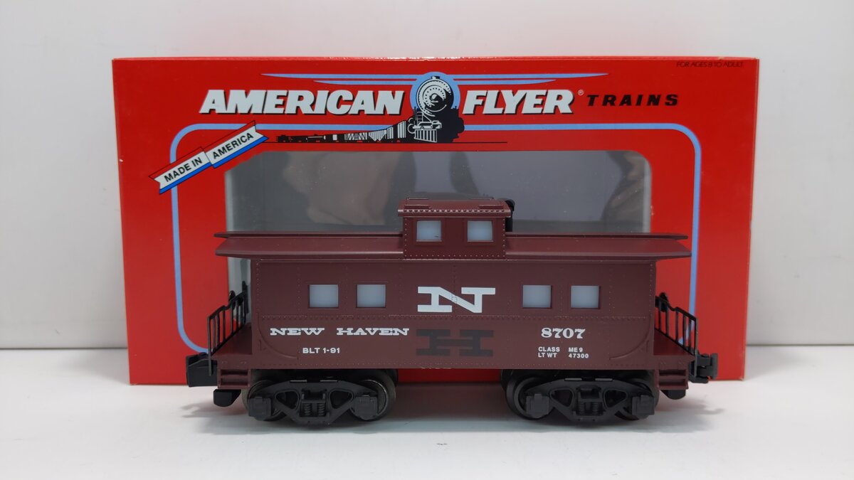 American Flyer 6-48707 S Gauge New Haven Lighted Square Window Caboose #8707 LN/Box