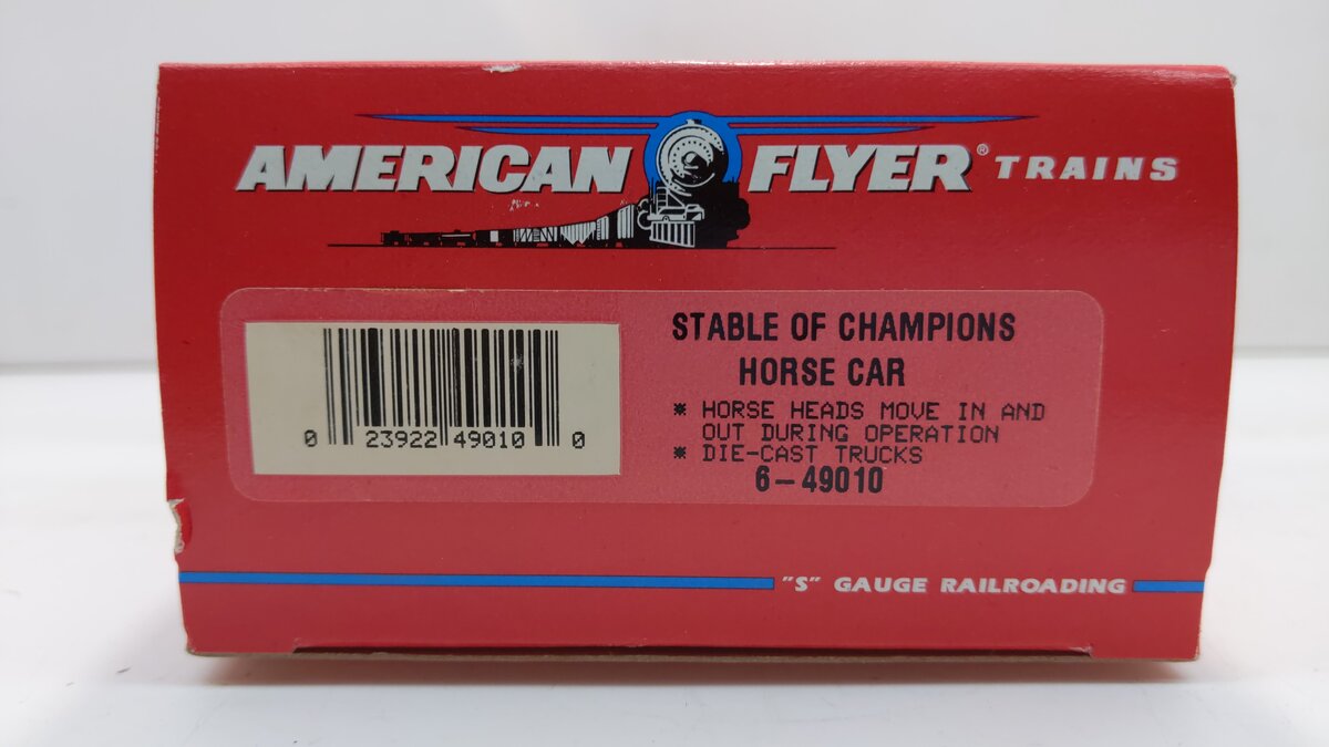 American Flyer 6-49010 S Gauge Stable of Champions Horse Car LN/Box