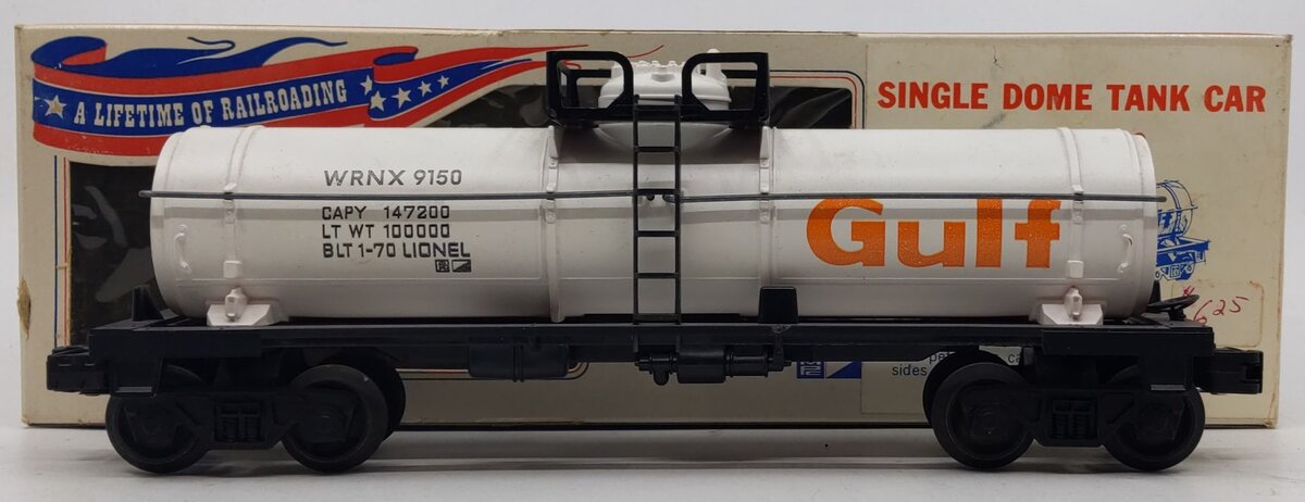 Lionel 6-9150 O Gauge Gulf Single Dome Tank Car #9150 NIB