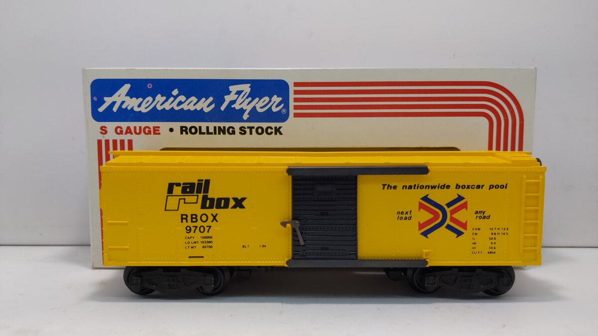 American Flyer 4-9707 S Gauge Railbox Boxcar #9707 LN/Box