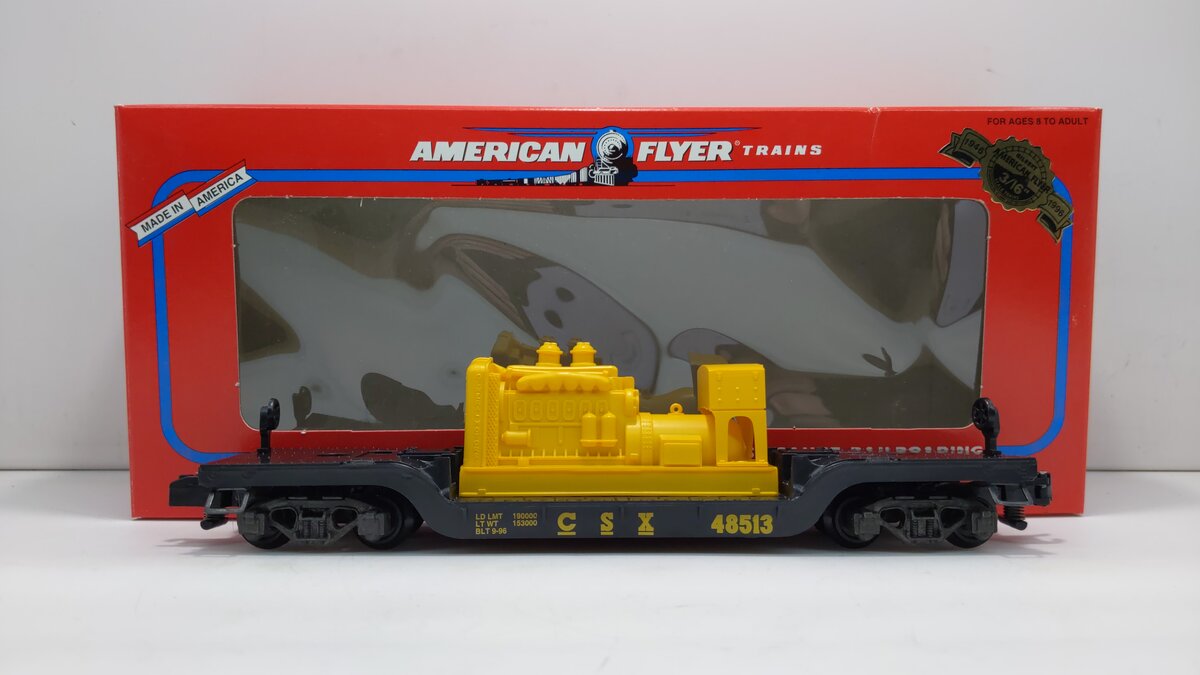 American Flyer 6-48513 S Gauge CSX Flatcar w/ Generator LN/Box