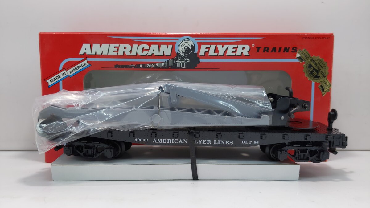 American Flyer 6-49009 S Scale American Flyer Lines Flatcar with Derrick Load