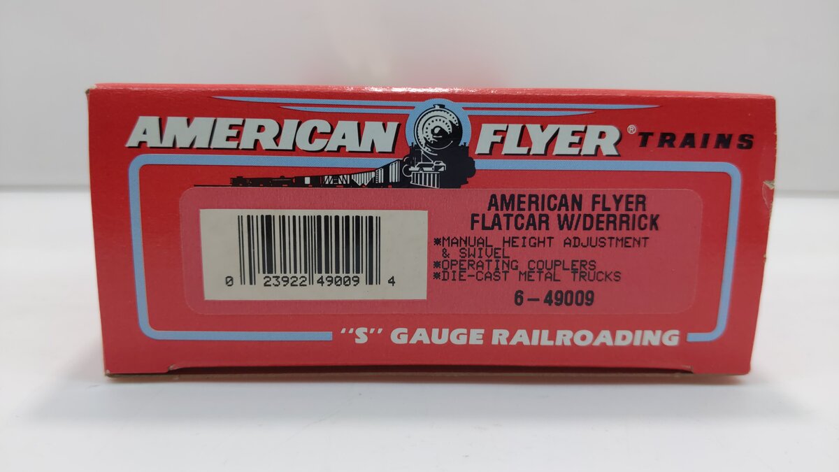 American Flyer 6-49009 S Scale American Flyer Lines Flatcar with Derrick Load LN/Box
