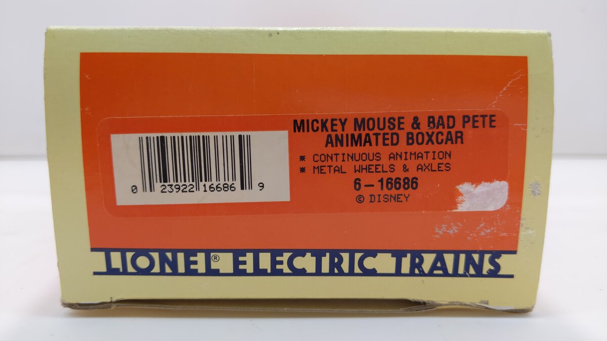 Lionel 6-16686 O Gauge Disney Mickey Mouse & Big Bad Pete Boxcar LN/Box