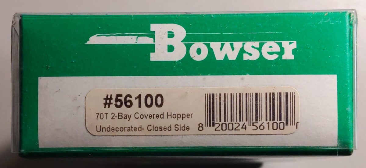 Bowser 56100 HO Scale Undecorated 70 Ton 2-Bay Closed Side Covered Hopper Kit