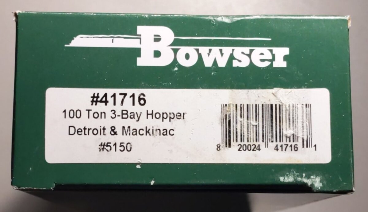 Bowser 41716 HO Scale Detroit & Mackinac 100 Ton 3-Bay Hopper Car #5150