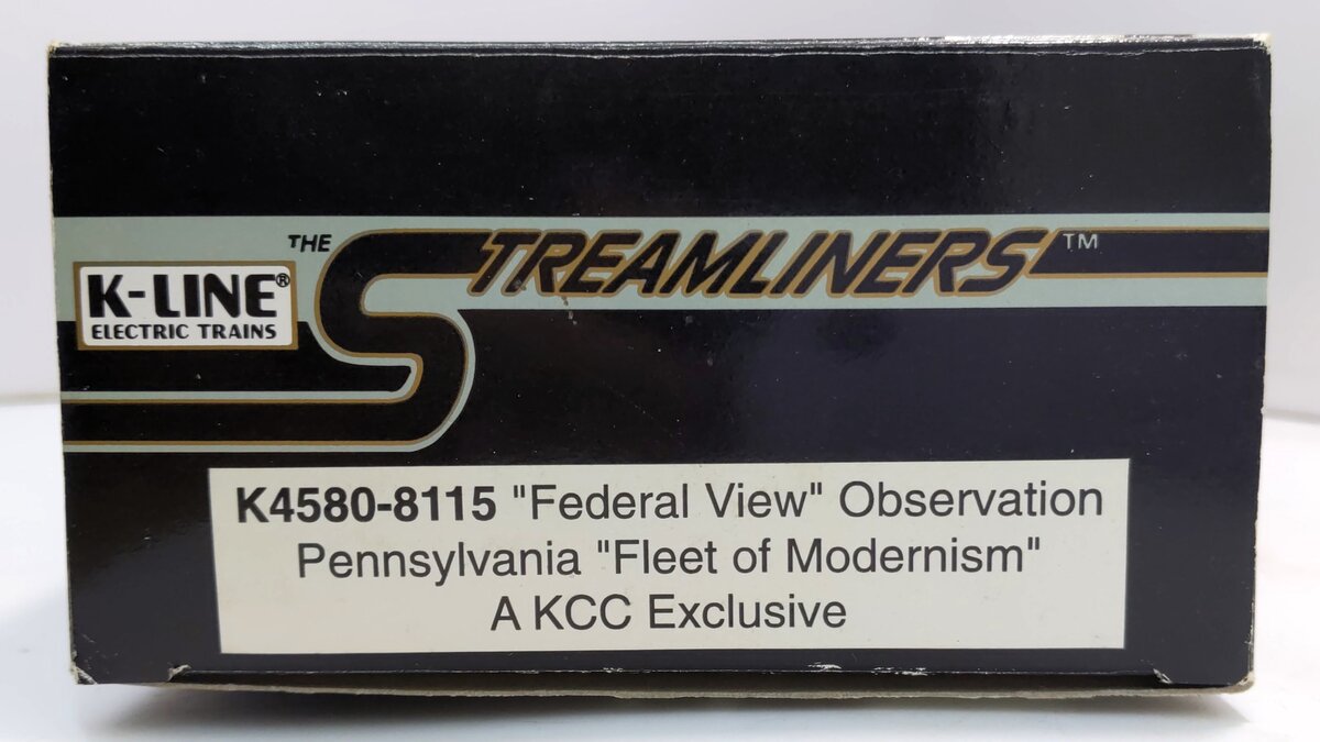 K-Line K4580-8115 O Gauge Pennsylvania "Federal View" Observation Passenger Car LN/Box
