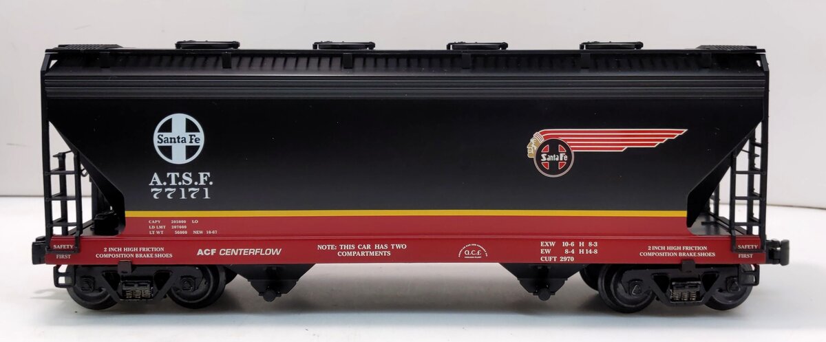 K-Line K6242-1051 O Gauge Santa Fe Black 2-Bay Hopper #77171 LN/Box
