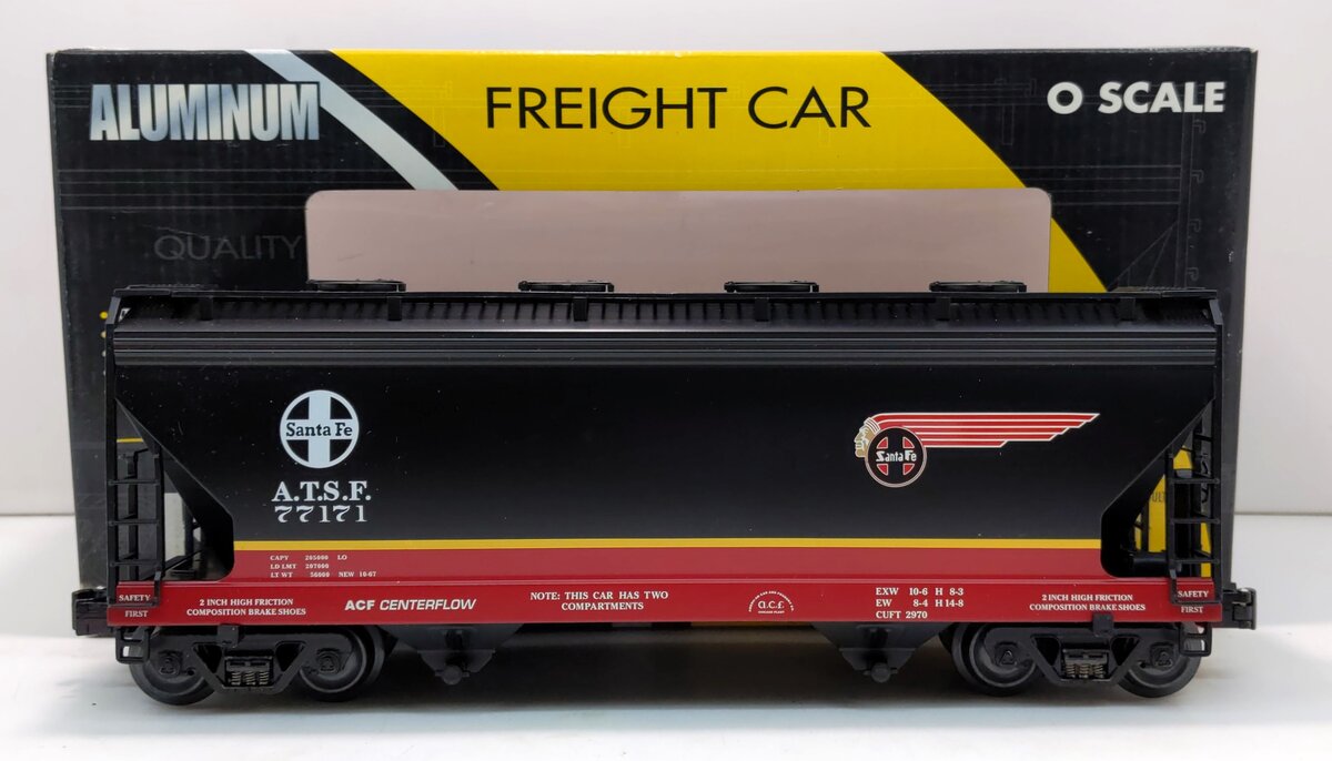 K-Line K6242-1051 O Gauge Santa Fe Black 2-Bay Hopper #77171 LN/Box