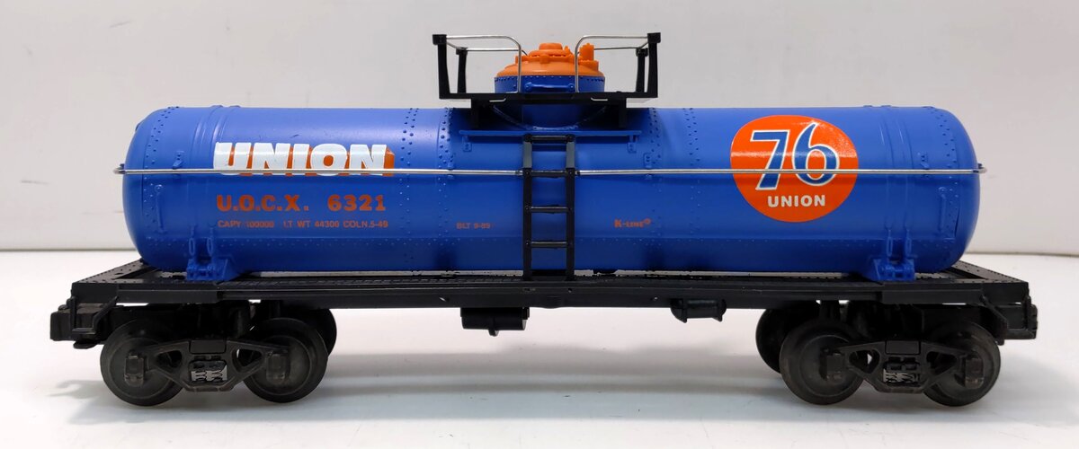 K-Line K6321 O Gauge Union 76 Single Dome Tank Car #6321 LN/Box