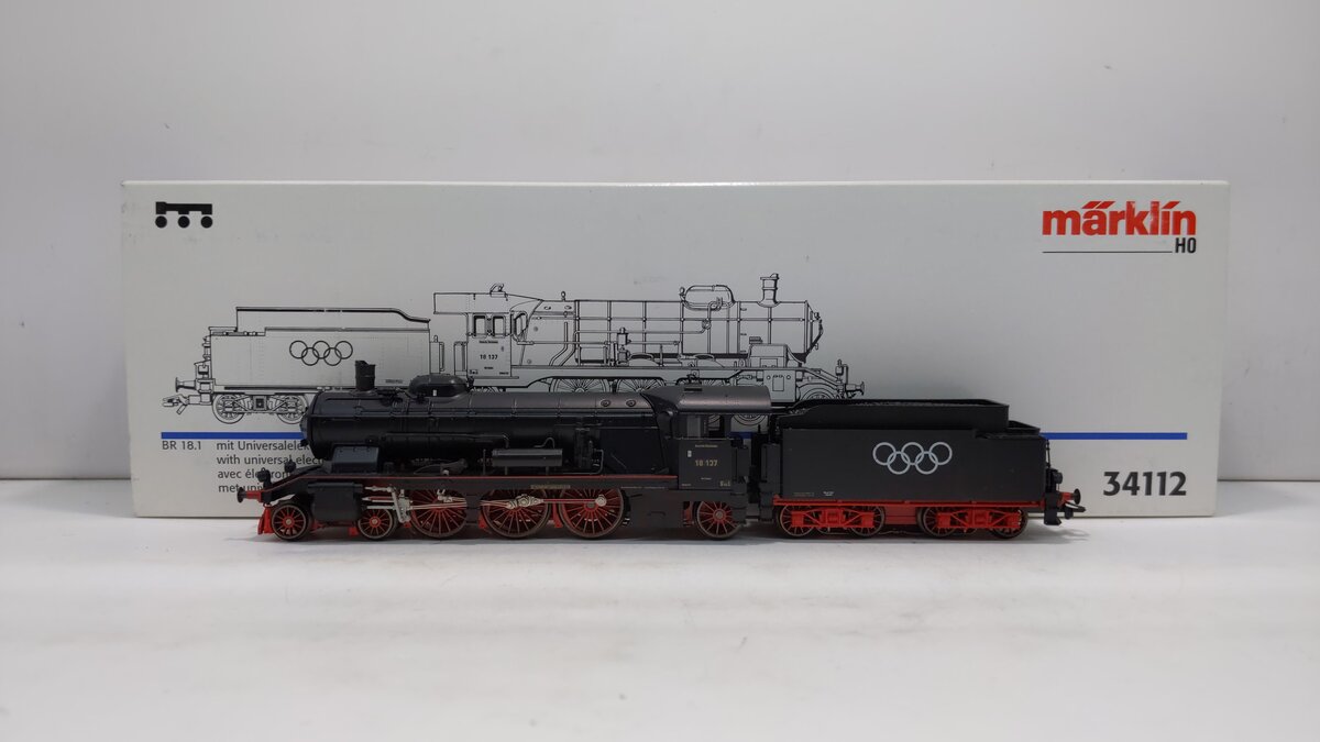 Marklin 34112 HO Scale DB BR 18.1 Jet Express 4-6-2 Steam Loco & Tender #18-137 LN/Box