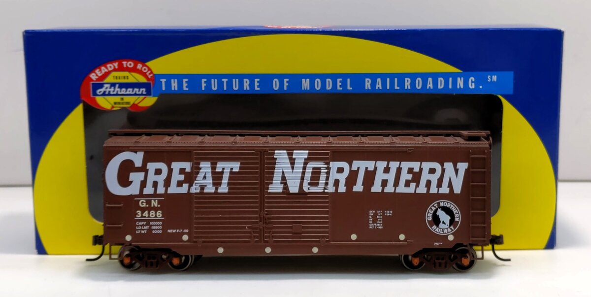 Athearn 70465 HO Scale Great Northern 40' Double Door Boxcar #3486