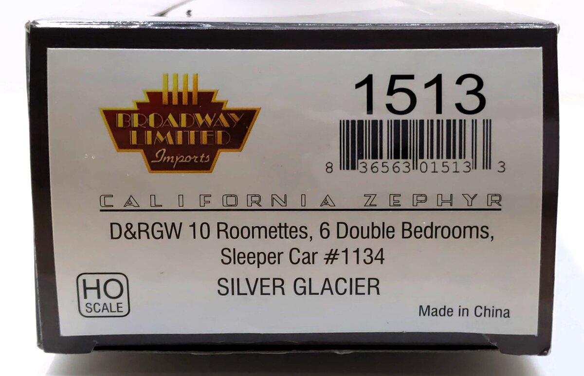 Broadway Limited 1513 HO Denver & Rio Grande Western Zephyr 10-6 Sleeper #1134