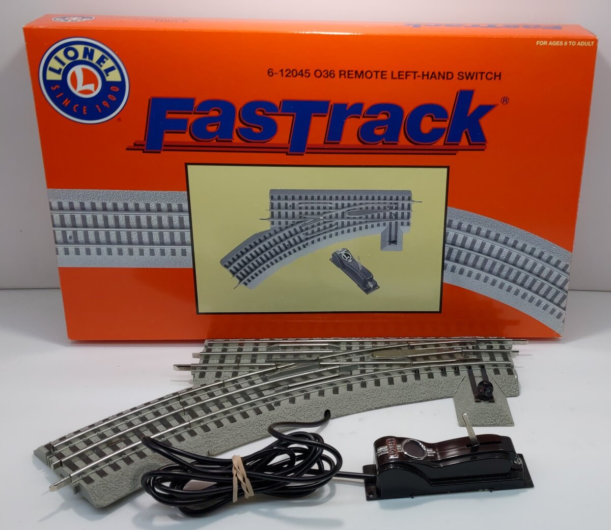Lionel 6-12045 O36 Left Hand Remote-Control FasTrack Curved Switch Turnout EX/Box