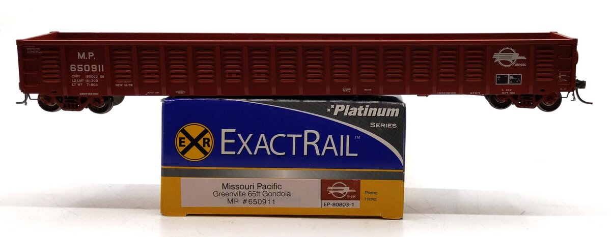 ExactRail EP-80803-1 HO Scale Missouri Pacific Greenville 65ft Gondola #650911 NIB