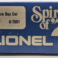 Lionel 6-7601 O Gauge State of Delaware Boxcar LN/Box