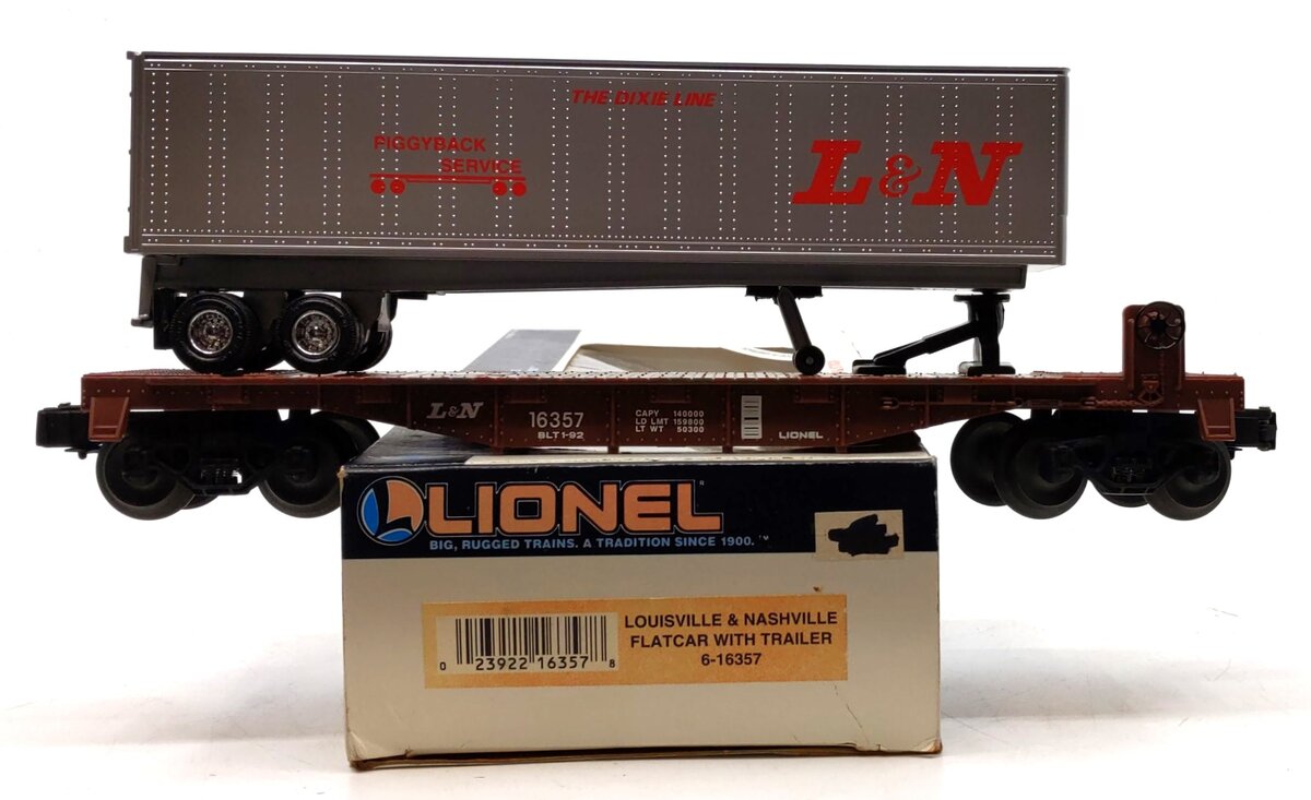 Lionel 6-16357 O Gauge Louisville and Nashville Flatcar w/Trailer NIB