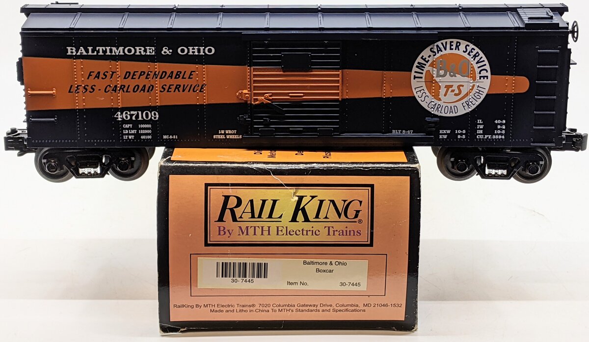 MTH 30-7445 O Gauge Baltimore & Ohio Sentinel Boxcar NIB