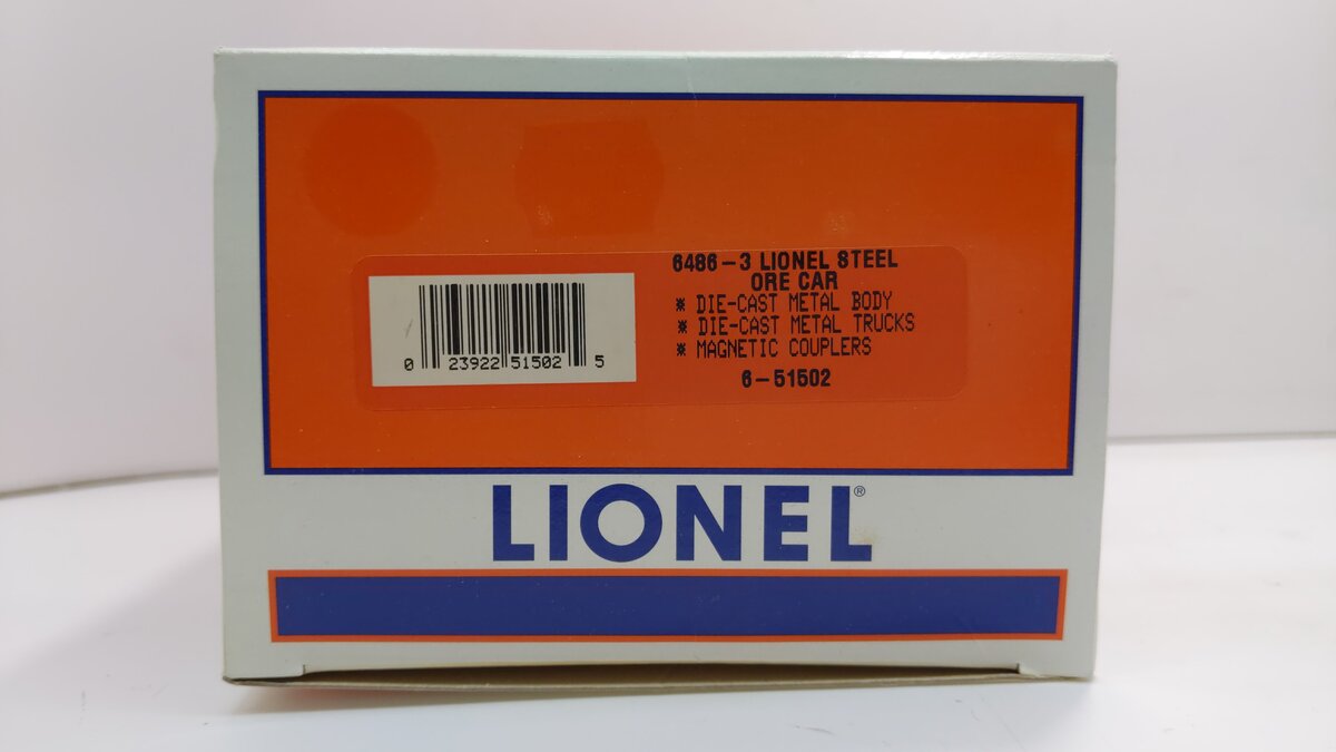 Lionel 6-51502 O Gauge 6486-3 Lionel Steel Die-cast Ore Car LN/Box