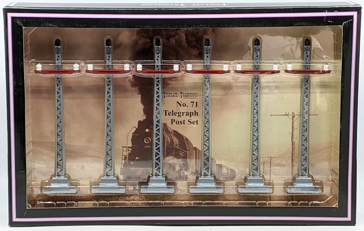 MTH 10-1093 Standard Gauge Gray/Red #71 Telegraph Post Set (Pack of 6) LN/Box