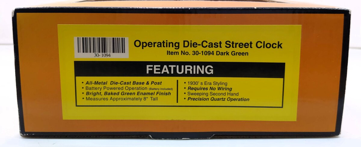 MTH 30-1094 O Scale Dark Green Operating Die-Cast Street Clock LN/Box