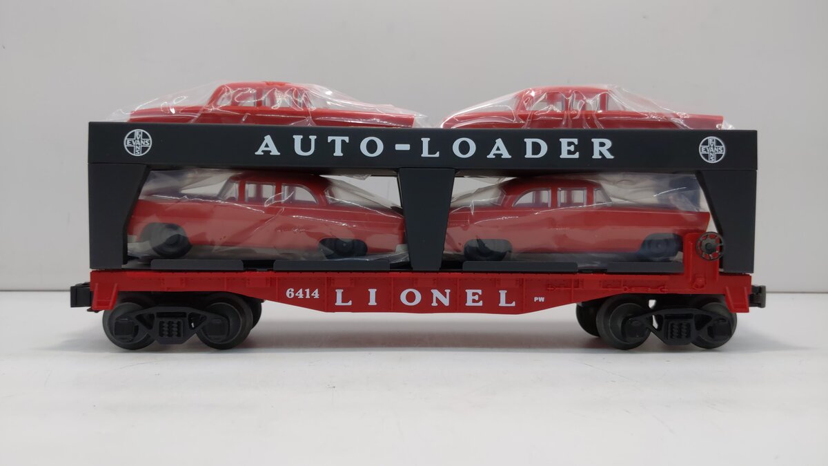 Lionel 6-19427 O Gauge PWC Evans Auto Loader w/ 4 Red Cars #6414 LN/Box