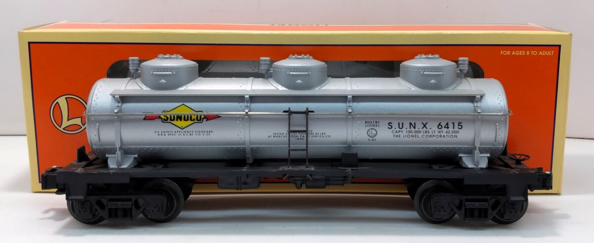 Lionel 6-16152 O Gauge Sunoco 3-Dome Tank Car #6415 LN/Box