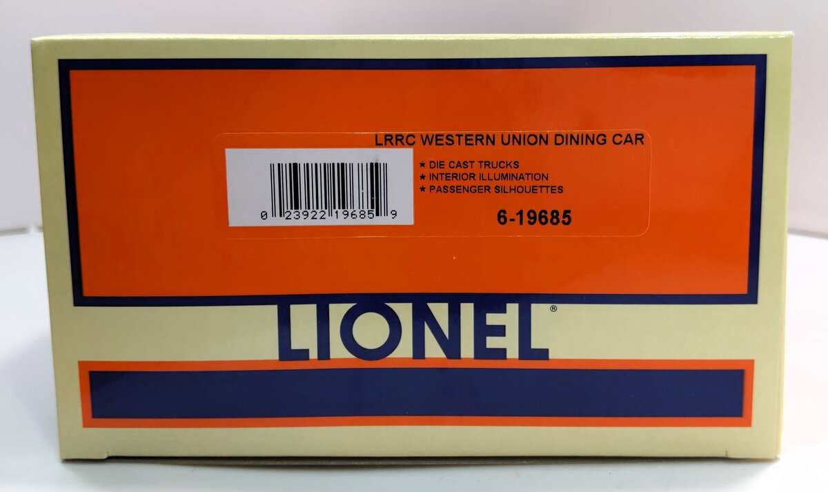 Lionel 6-19685 O Gauge LRRC Western Union Telegraph Co. Dining Car #2308 LN/Box