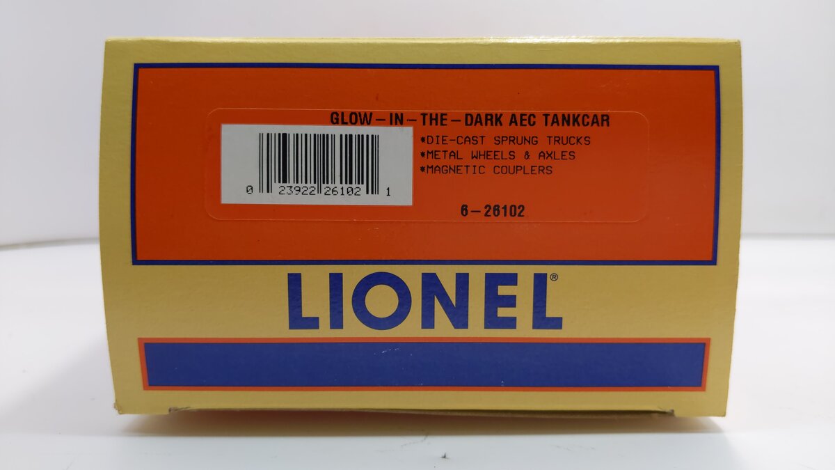 Lionel 6-26102 O Gauge AEC Glow in the Dark Single Dome Tank Car LN/Box