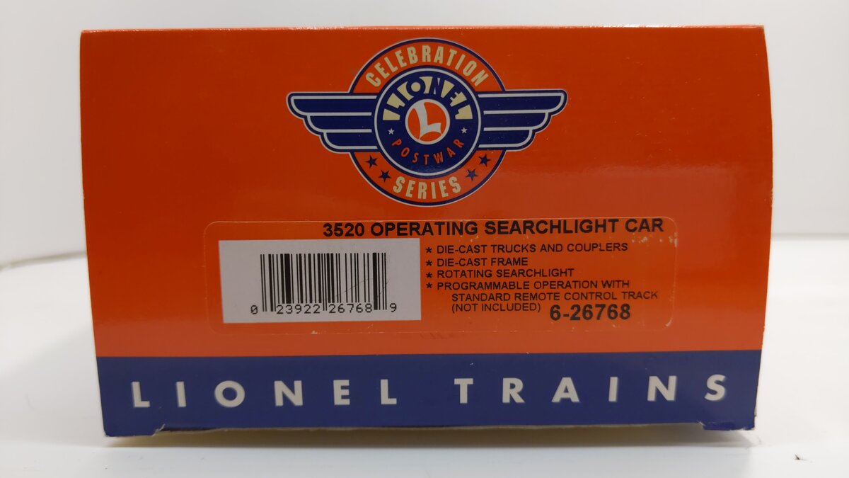 Lionel 6-26768 O Gauge Operating Searchlight Car #3520 LN/Box