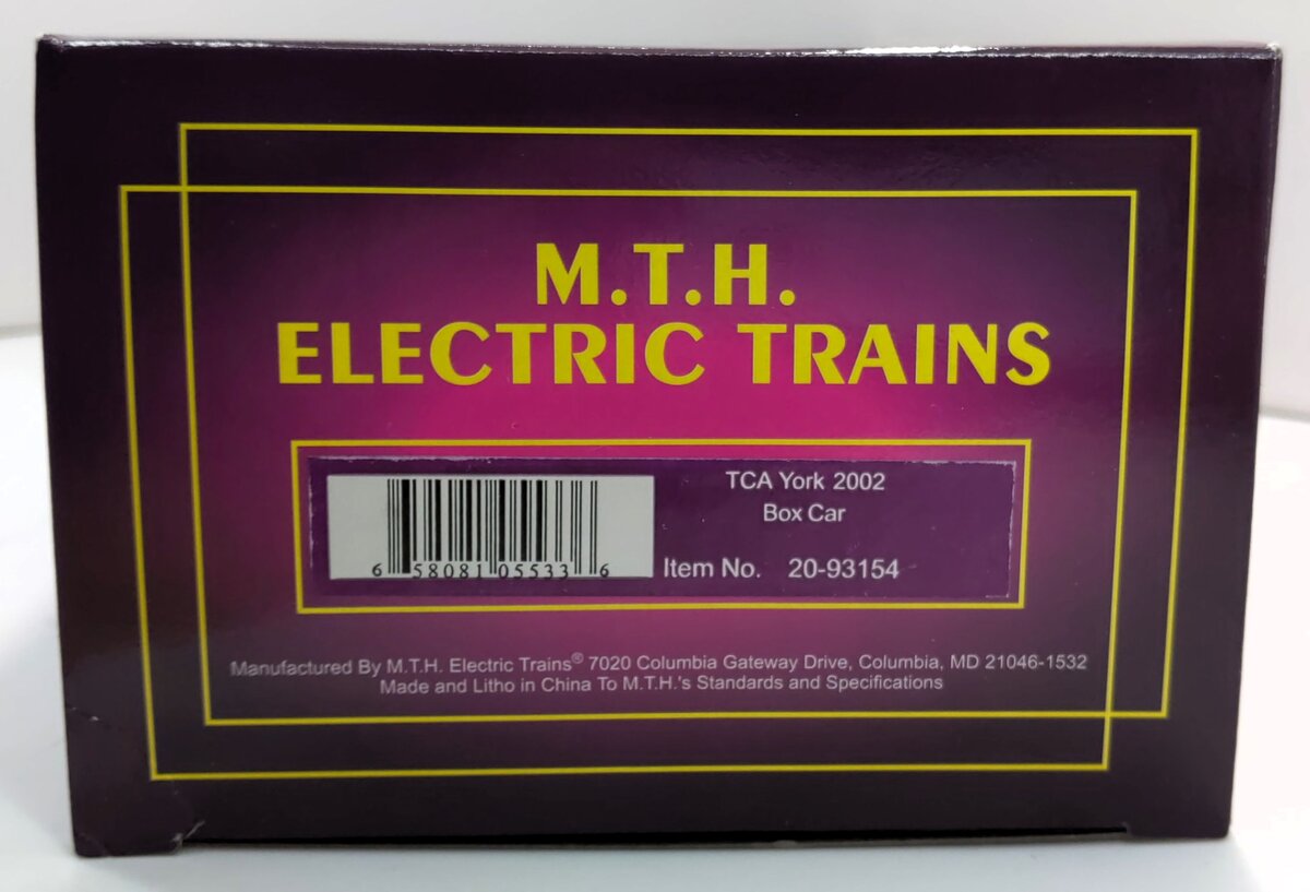 MTH 20-93154 O Gauge TCA York 2002 Boxcar MT/Box
