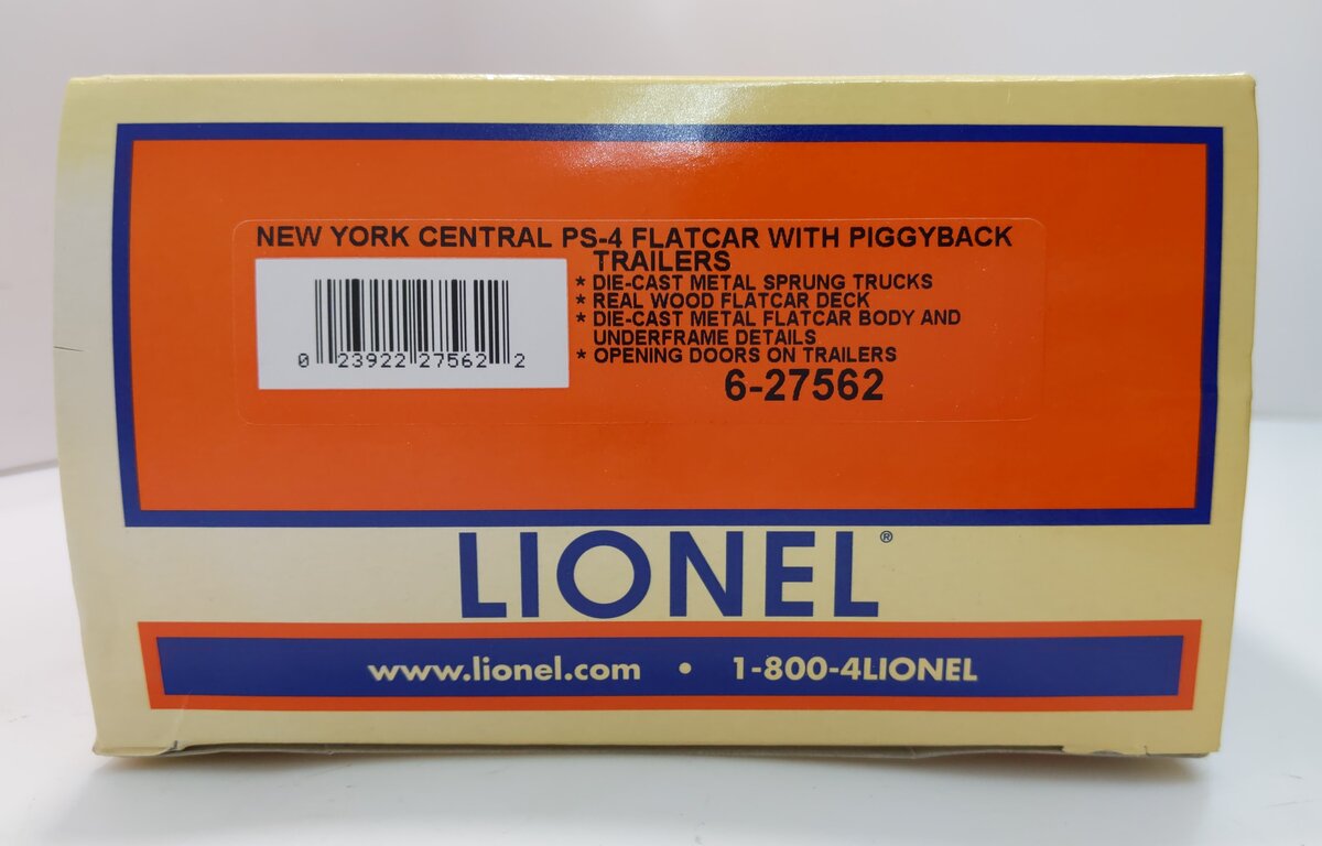Lionel 6-27562 O New York Central PS-4 Flat Car w/ Piggyback Trailers #506075 LN/Box