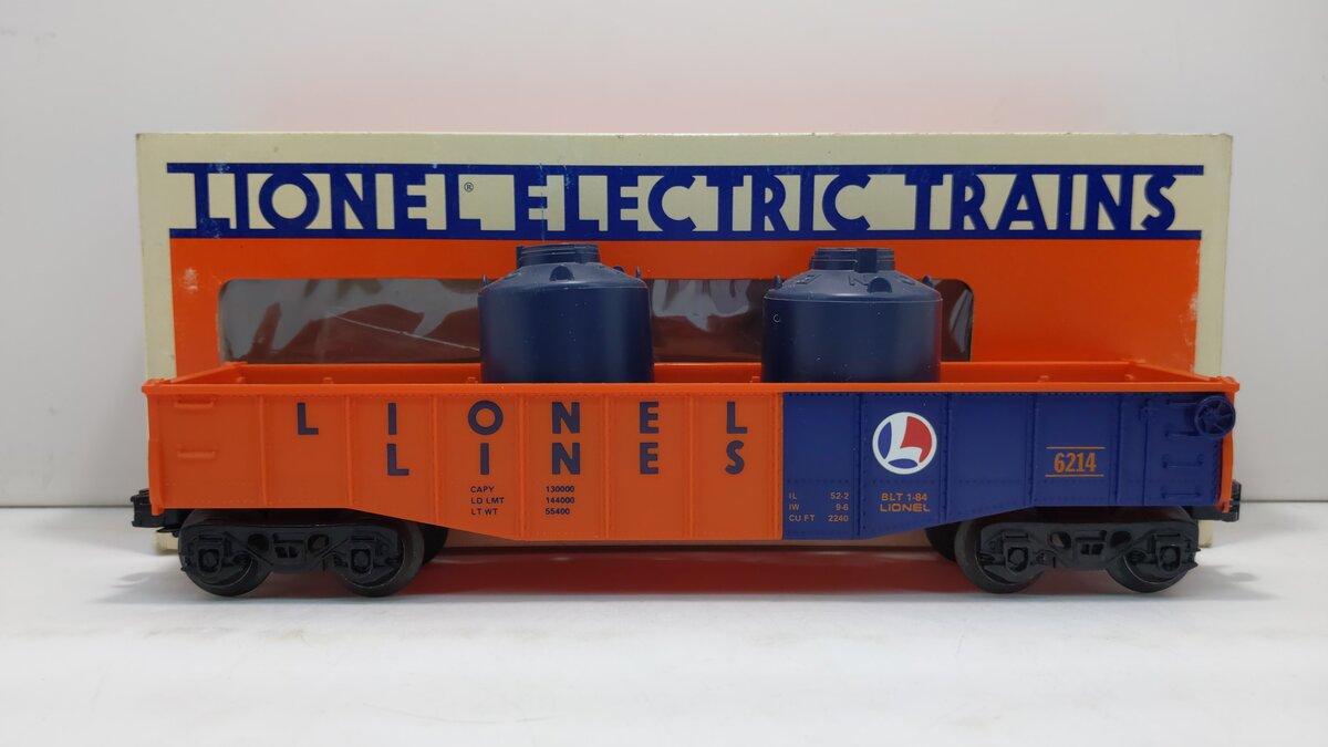 Lionel 6-6214 O Gauge Lionel Lines Gondola w/Canisters LN/Box