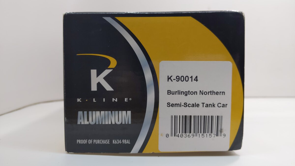 K-Line K-90014 Semi-Scale Burlington Northern Unibody Single Dome Tank #875046 LN/Box