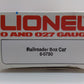 Lionel 6-0780 O Gauge LRRC 1982 Railroader Club Boxcar EX/Box