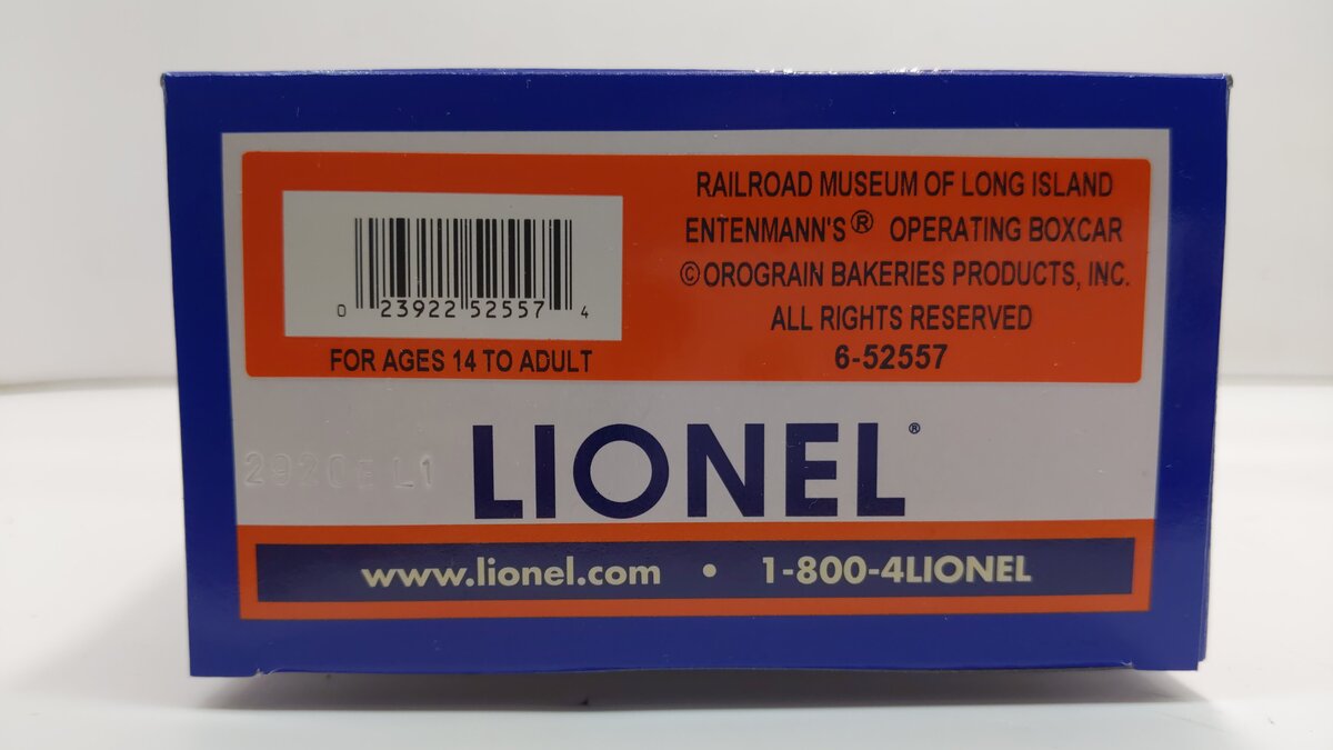 Lionel 6-52557 O RR Museum of Long Island Entemann's Operating Boxcar #9010 LN/Box