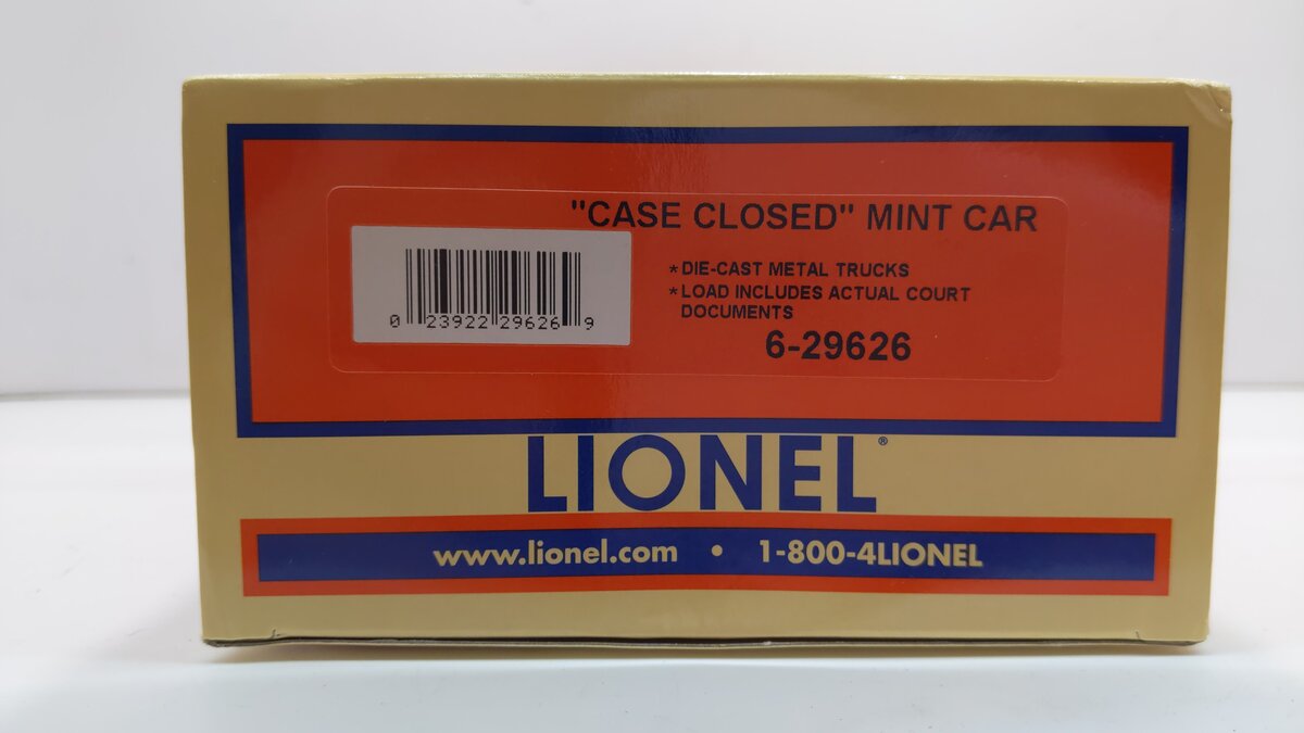Lionel 6-29626 O Gauge "Case Closed" Mint Car #29626 EX/Box