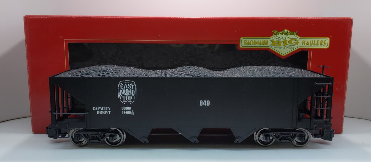 Bachmann 98230 G Scale East Broad Top 3-Bay Hopper w/Coal Load #849 LN/Box