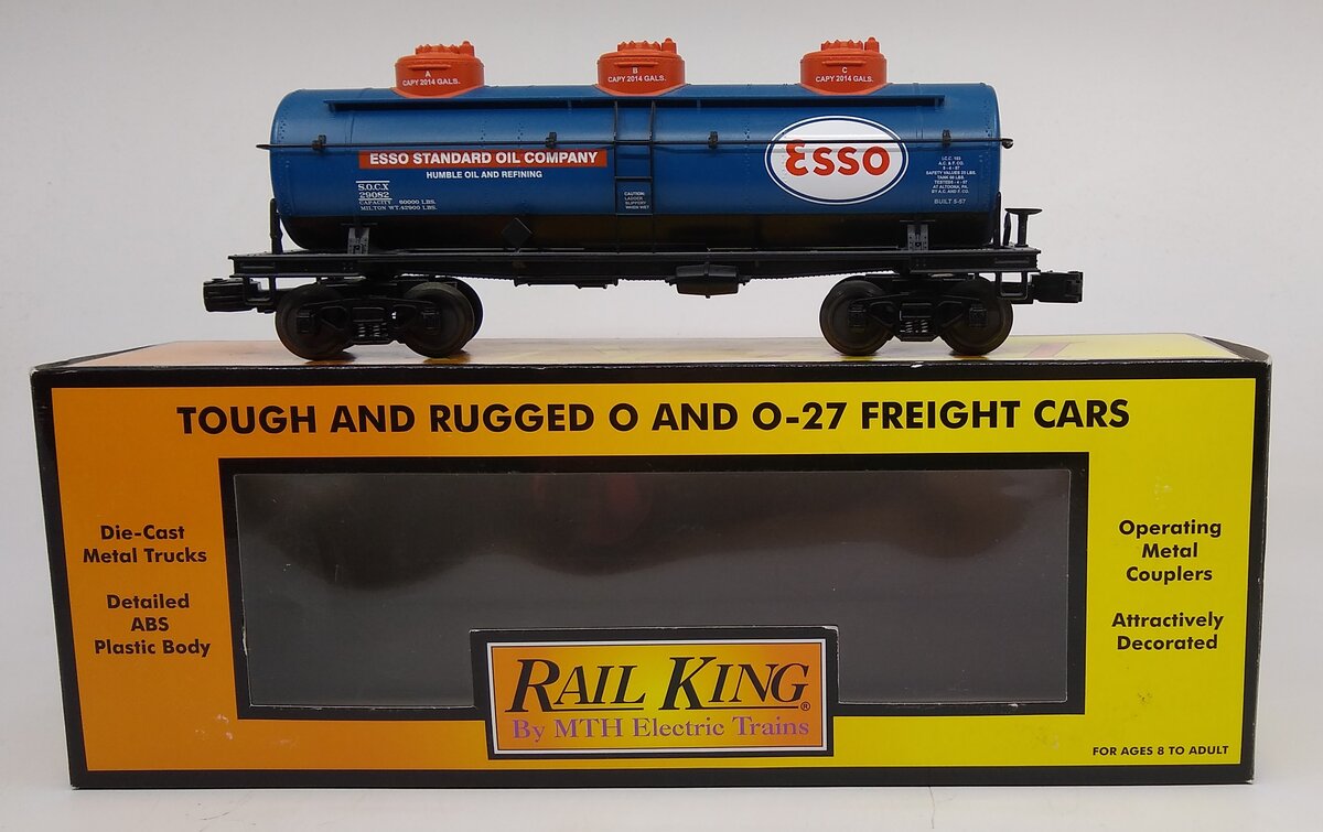 MTH 30-73247 O Gauge Esso 3-Dome Tank Car #29082 LN/Box