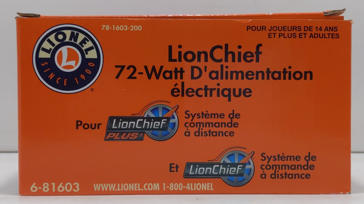 Lionel 6-81603 O Gauge LionChief 72-Watt Wall Pack Power Supply 4 Amp EX/Box