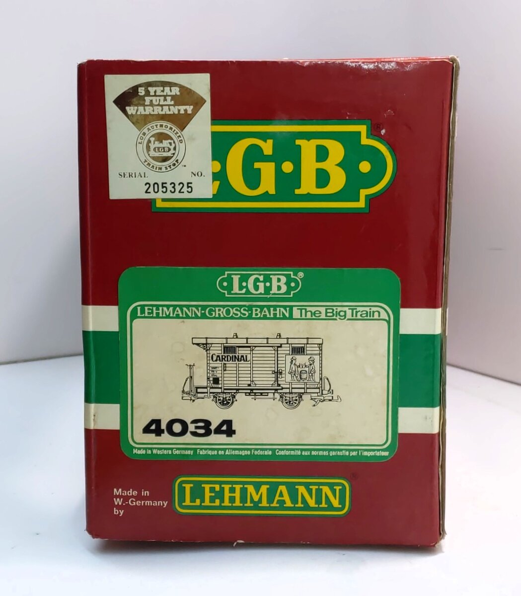 LGB 4034 G Scale Cardinal Beer Boxcar NIB